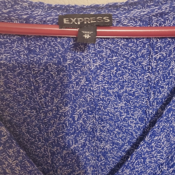 Express Blue and White hi/low sweater - Picture 2 of 3